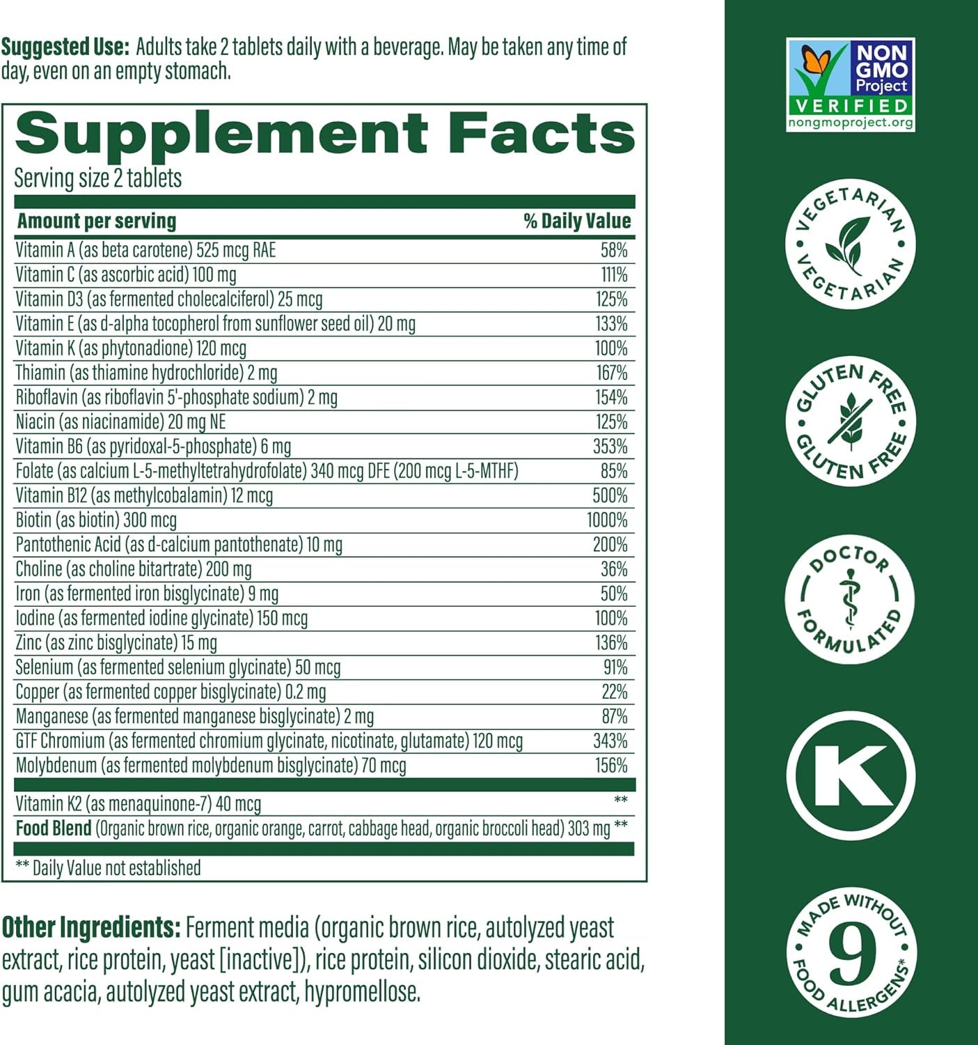 Megafood Women'S 40+ Advanced Multivitamin for Women - Dr Formulated - Vitamin B, Vitamin D3, Vitamin K2 & Choline - Energy Metabolism; Brain Health & Bone Health - Vegetarian - 60 Tabs (30 Servings)