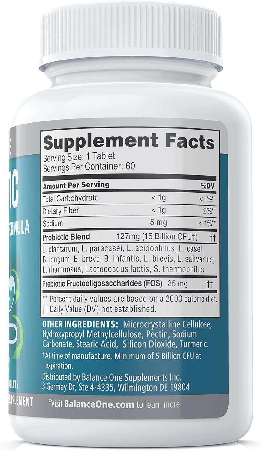 Balance ONE Probiotic for Women & Men – Time-Release Tablets for 15X Survivability – 12-Strain Formula with L. Plantarum & L. Acidophilus – Gut & Digestive Health Support – 60 Tablets (30-Day Supply)