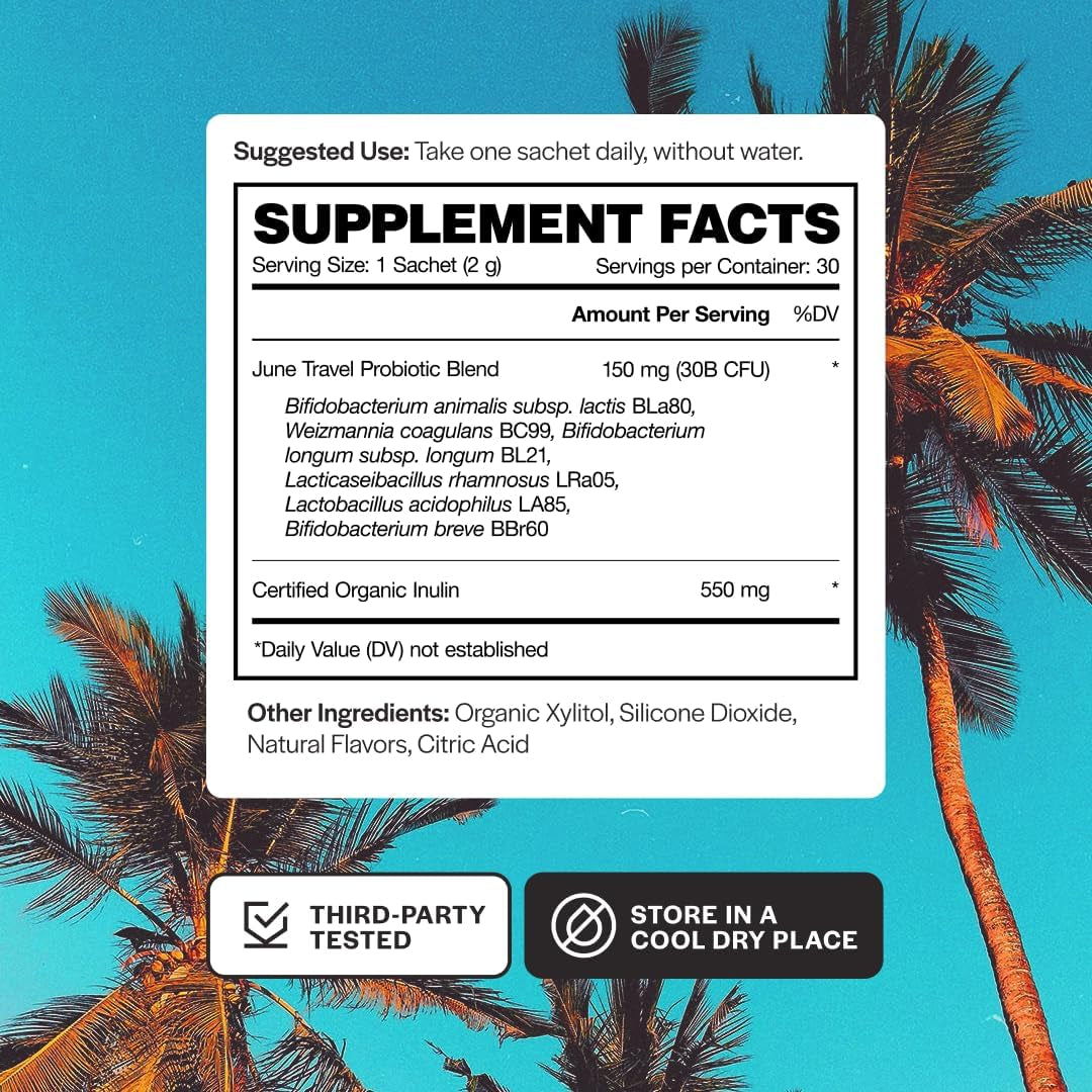 Travel + Defense | Fast Melt Pre + Probiotic for Immune Health While Traveling - Tropical Flavor, 30 Powder Sachets