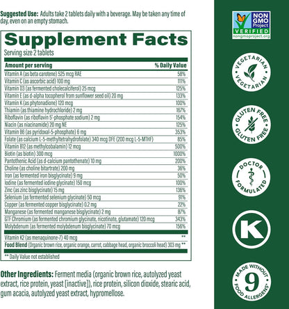 Megafood Women'S 40+ Advanced Multivitamin for Women - Dr Formulated - Vitamin B, Vitamin D3, Vitamin K2 & Choline - Energy Metabolism; Brain Health & Bone Health - Vegetarian - 60 Tabs (30 Servings)