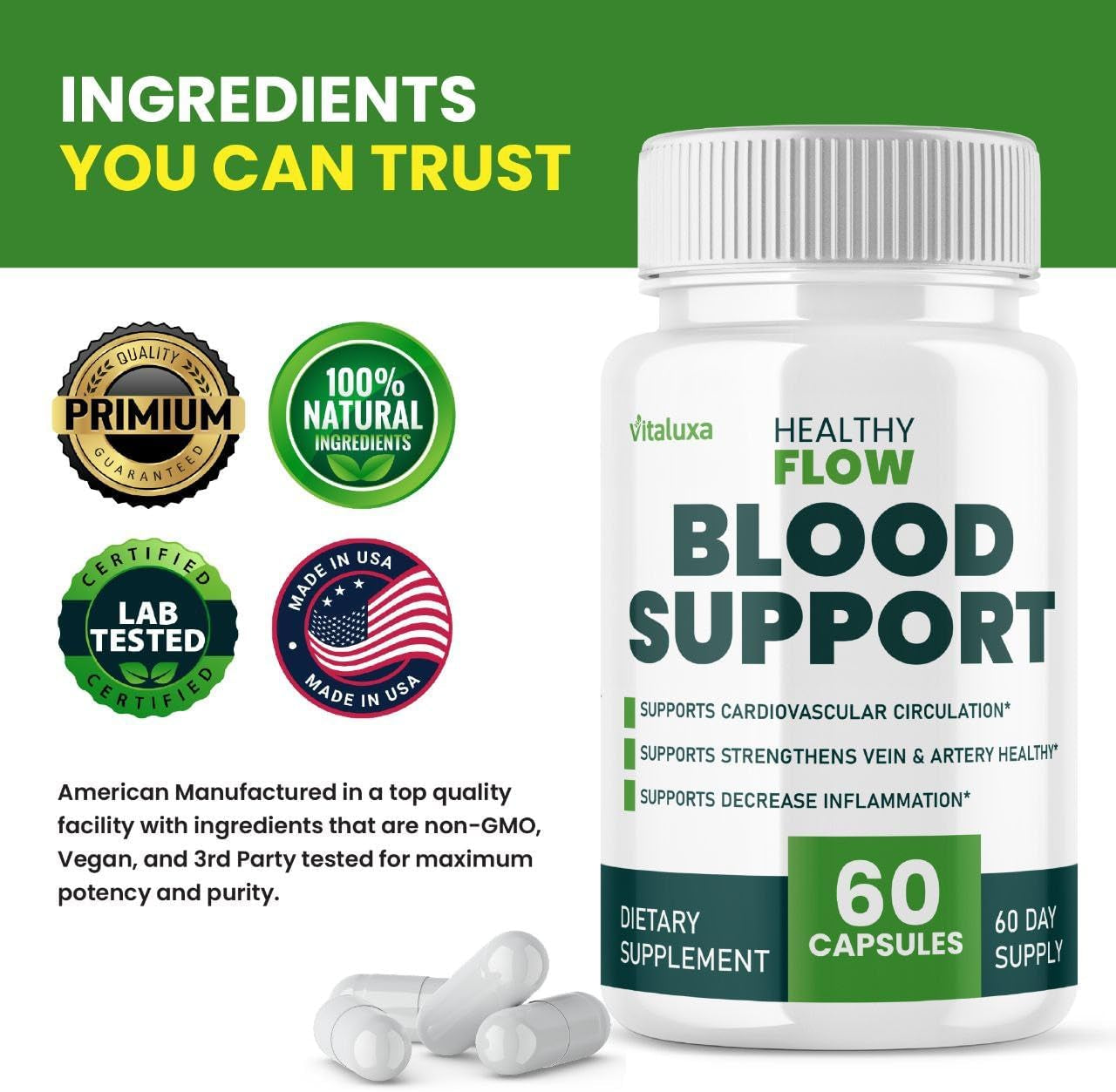 (2 Pack) Healthy Flow Blood Support - Healthyflow Supplement Capsules for Neuropathy Balance Control Men Women, Healthy Blood Flow Cleanse Pills Advanced Formula Natural Max Strength Reviews (120 Ct)