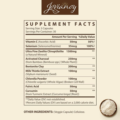 Zeolite Detox Capsules, Organic Activated Charcoal, Bentonite Clay, 1-2 Μm Clinoptilolite, Maximum Absorption, Gut Liver Detox Cleanse Full Body for Women Men, 90 Capsules