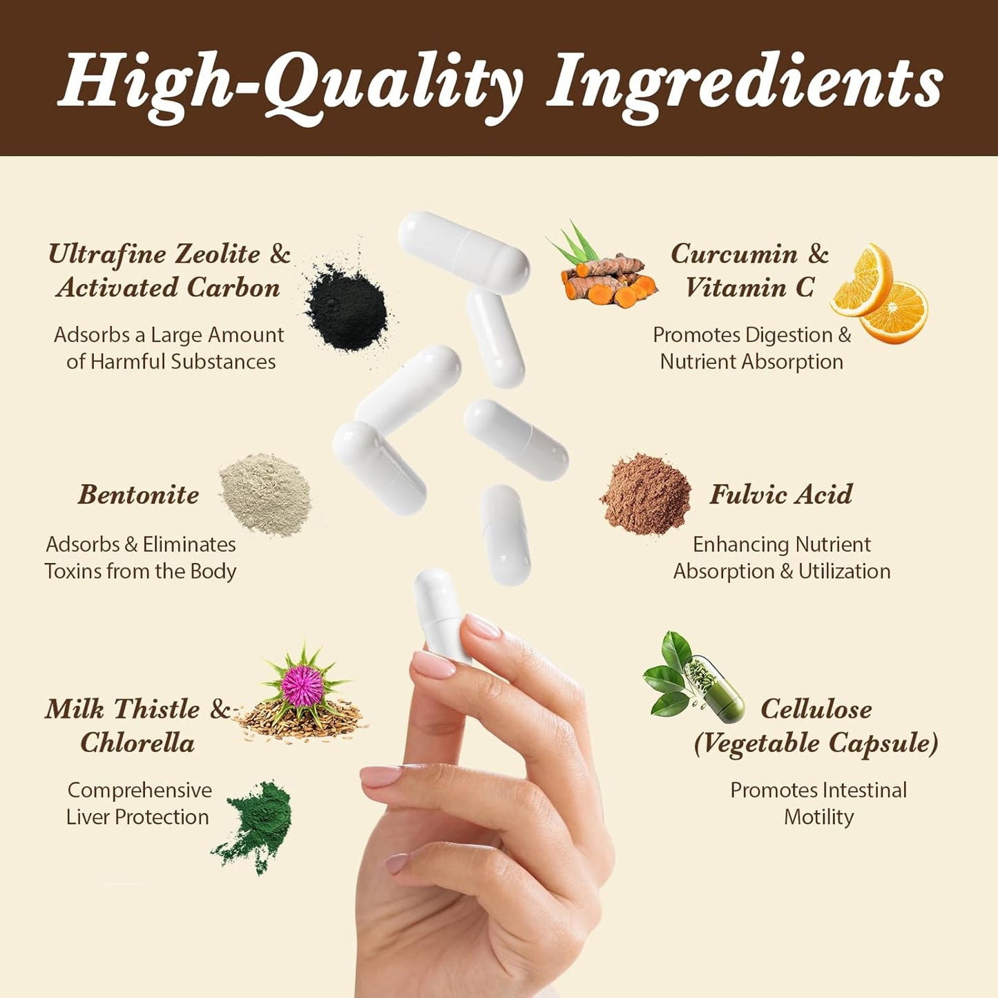 Zeolite Detox Capsules, Organic Activated Charcoal, Bentonite Clay, 1-2 Μm Clinoptilolite, Maximum Absorption, Gut Liver Detox Cleanse Full Body for Women Men, 90 Capsules