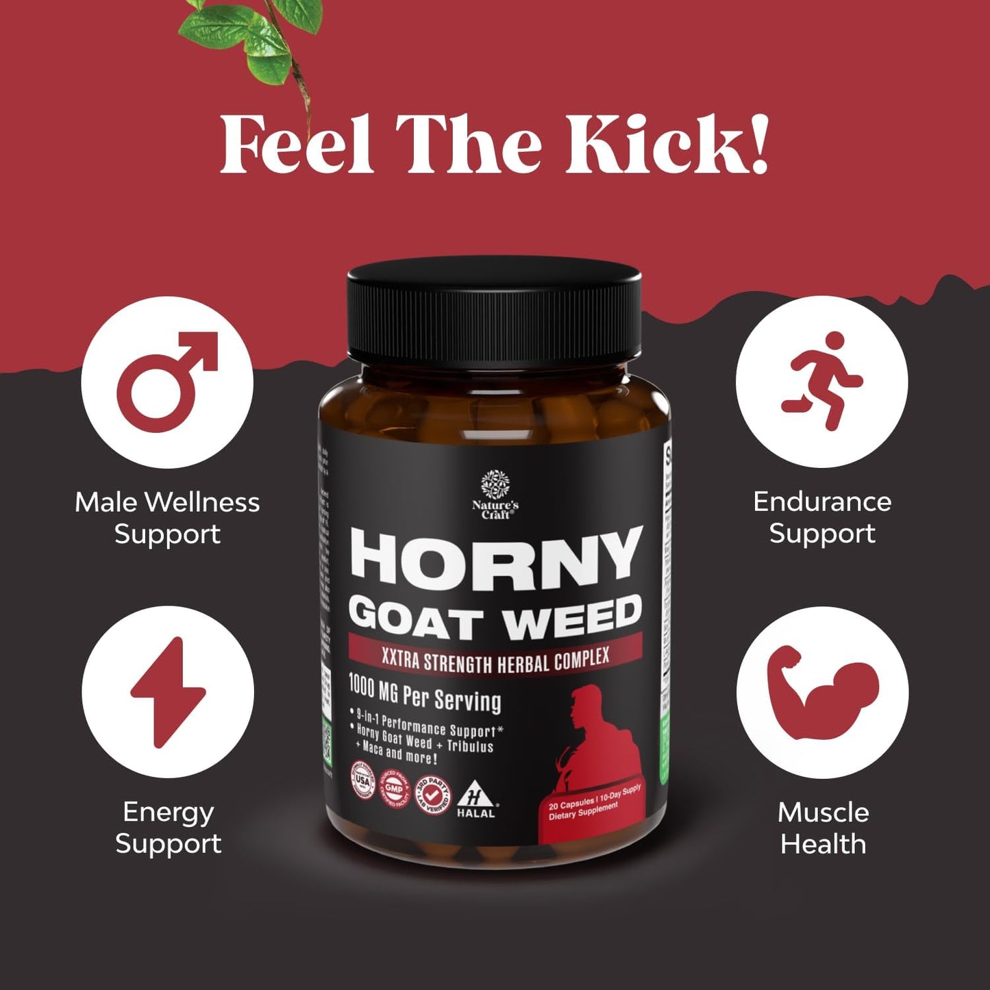 Bundle of Horny Goat Weed for Male Enhancement - Tongkat Ali Saw Palmetto Extract Panax Ginseng Black Maca Root for Stamina and Berberine with Ceylon Cinnamon - Heart Health and Sugar Support