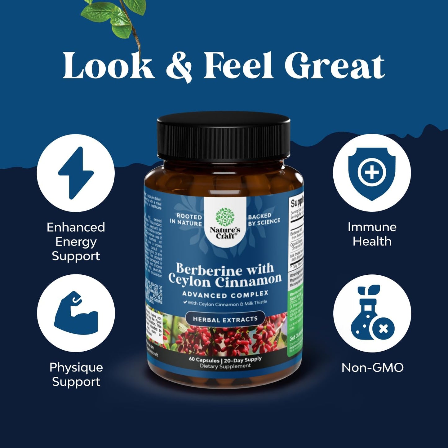 Bundle of Horny Goat Weed for Male Enhancement - Tongkat Ali Saw Palmetto Extract Panax Ginseng Black Maca Root for Stamina and Berberine with Ceylon Cinnamon - Heart Health and Sugar Support