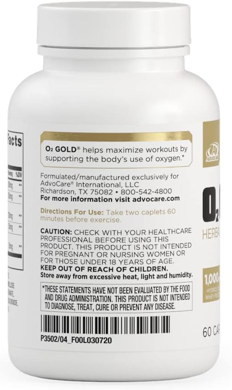 Advocare O2 Gold - Blood Oxygen Supplement with Rhodiola Rosea Root & Hydrolyzed Whey Protein - Supports Energy* - 60 Caplets