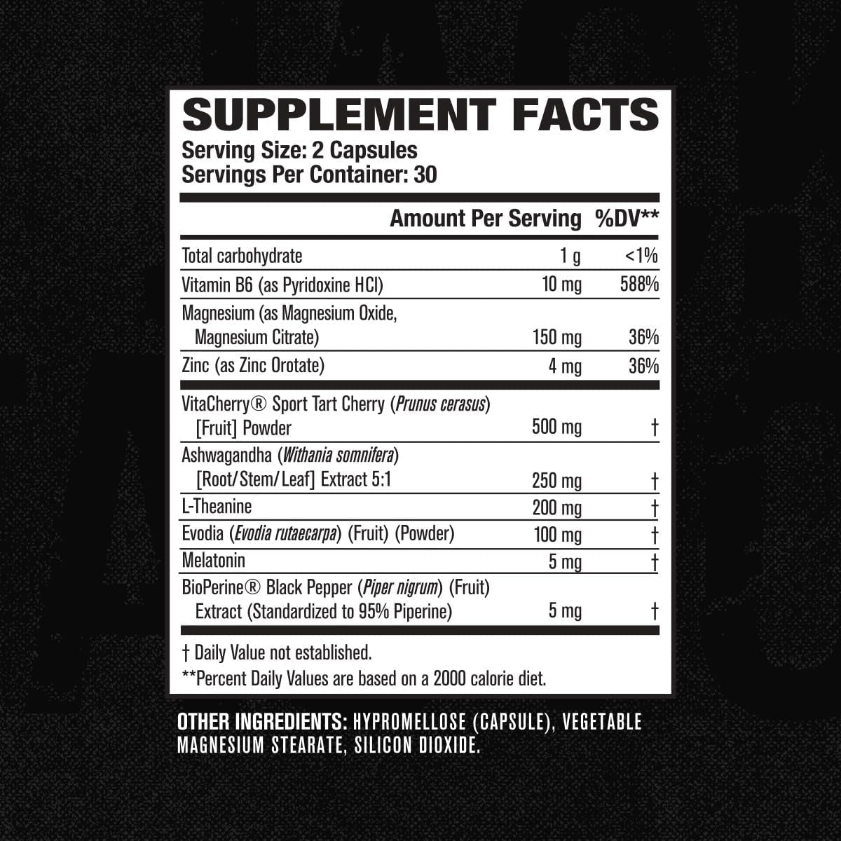 Jacked Factory Build PM Night Time Muscle Builder & Sleep Aid - Post Workout Recovery & Sleep Support Supplement W/Vitacherry Tart Cherry, Ashwagandha, & Melatonin - 60 Natural Veggie Pills