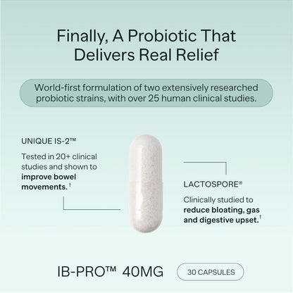 IB-PRO Bacillus Coagulans Probiotic - 2-1 Lactospore & Unique Is-2 for Occasional Constipation, Bloating & Digestive Upset - 3Rd Party Verified - 30 Capsules
