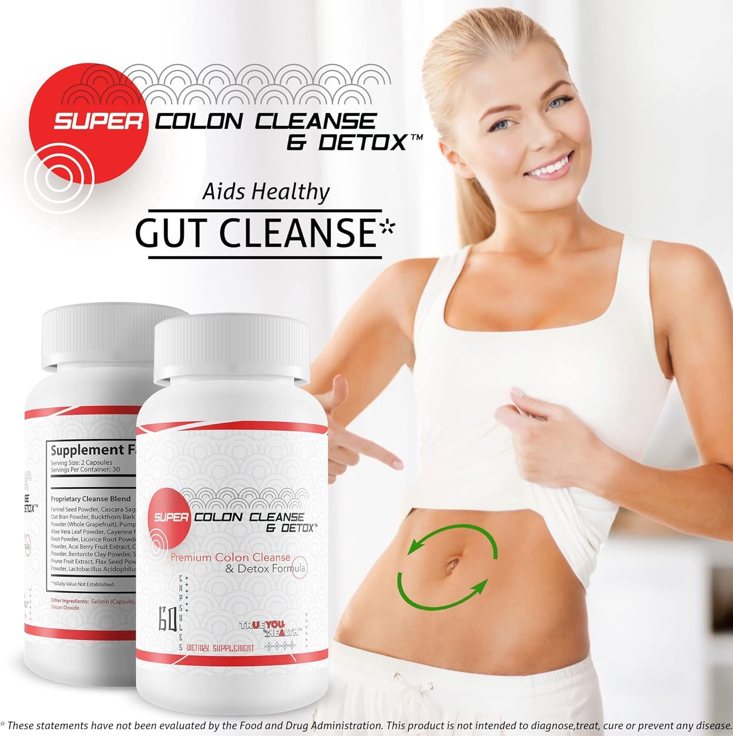 Super Colon Cleanse & Detox - Premium Colon Cleanse & Detox Formula with Herbs, Probiotics, & Fiber - Help Reduce Bloating - Natural Digestive Support & Constipation Relief - Colon Cleanser
